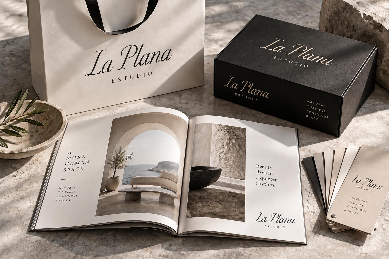 Diseño gráfico en Castellón con catálogo, packaging y materiales de marca La Plana Estudio